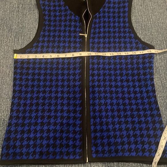 KEREN hart blue and black houndstooth wool full-zip vest size medium - Picture 5 of 6